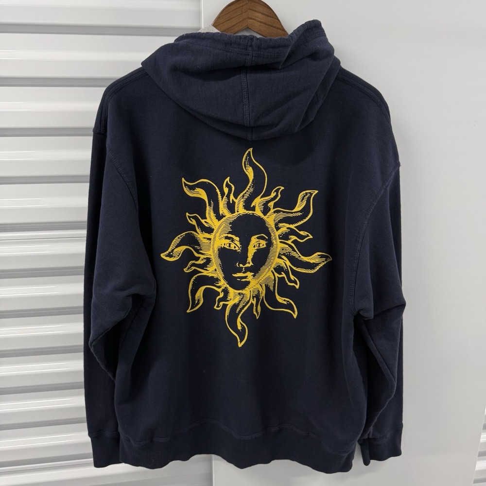 Champion Hoodie Mens XL Navy Gold Sun Celestial Graphic Pullover Sweatshirt